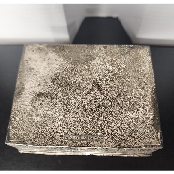 mint Antique Japanese metal tin trinket jewelry box wood lined Cigarette Tobacco - Picture 7 of 7